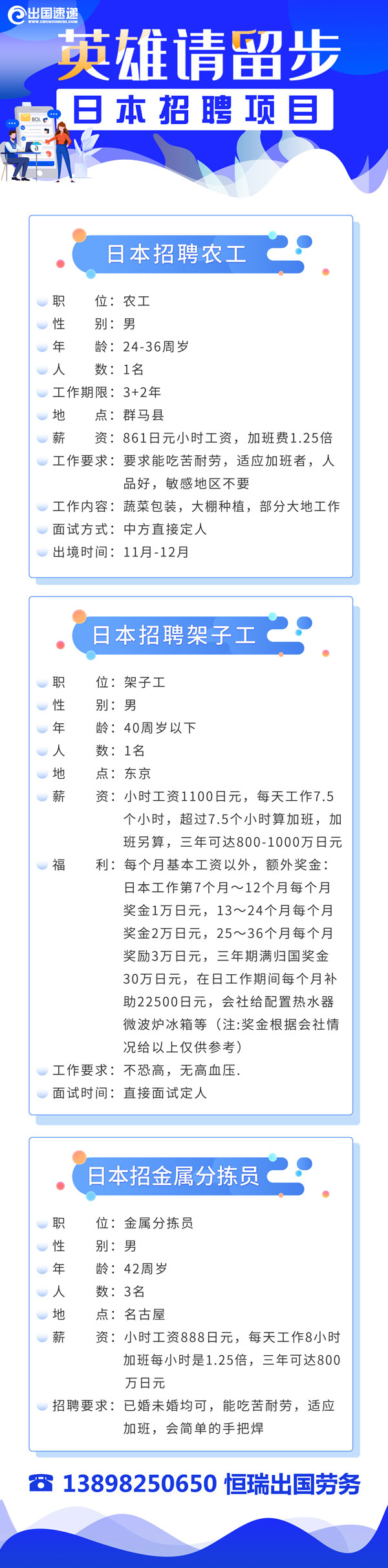 日本劳务-各种招聘项目 日本劳务-各种招聘项目