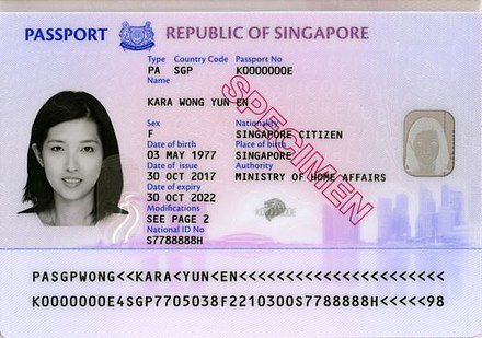 新加坡护照样本 新加坡护照样本